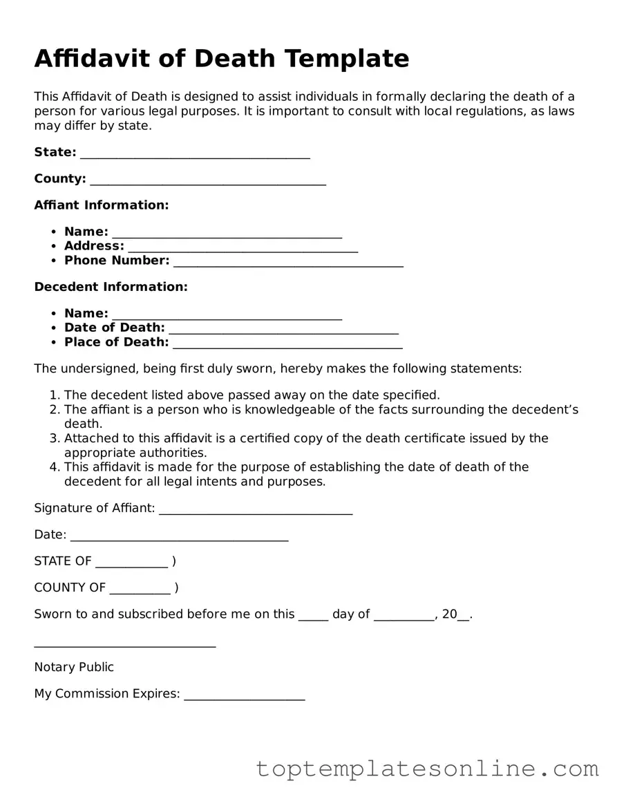 Attorney-Approved Affidavit of Death Form