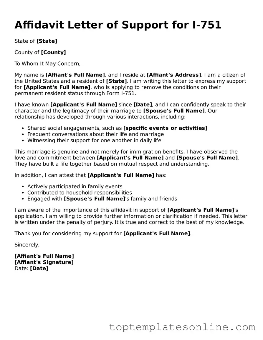 Attorney-Approved Affidavit Letter of Support for I-751 Form