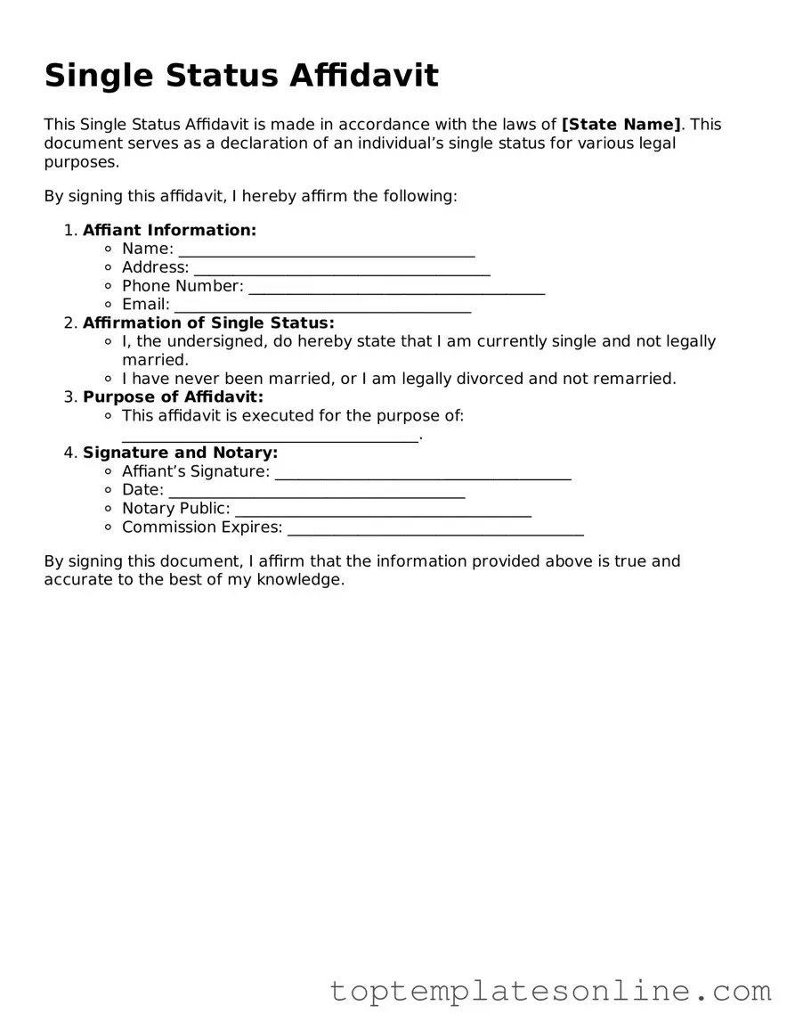 Attorney-Approved Single Status Affidavit Form
