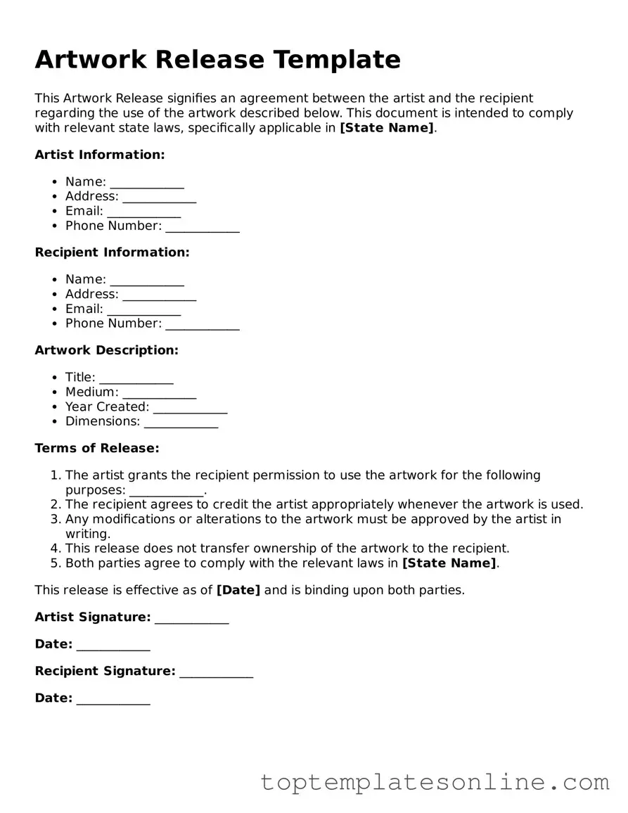 Attorney-Approved Artwork Release Form