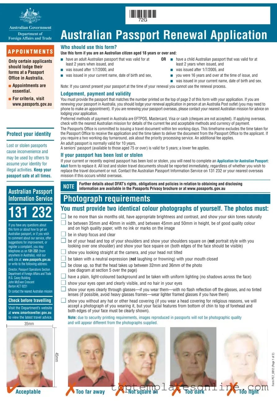 Fillable Australian Passport Renewal Form
