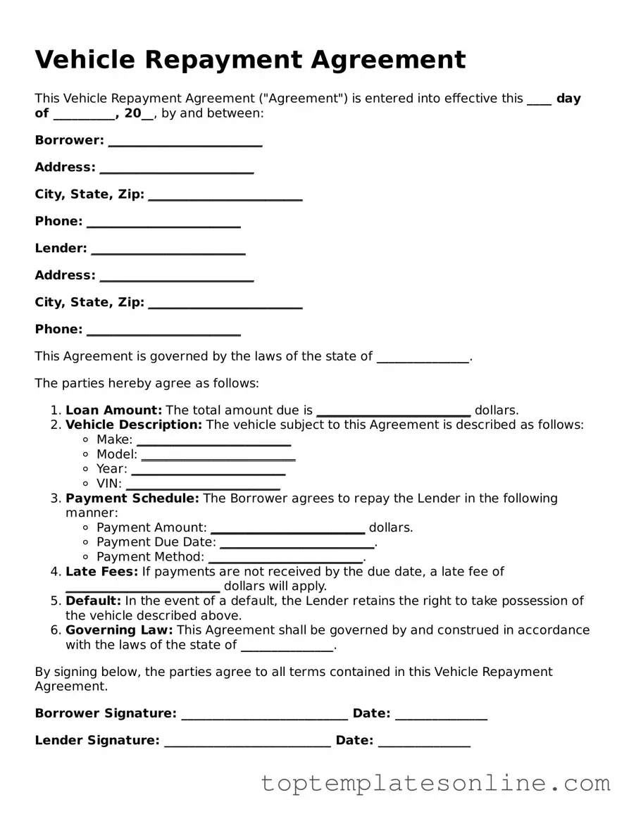 Attorney-Approved Vehicle Repayment Agreement Form
