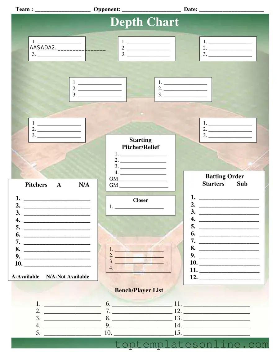 Fillable Baseball Field Lineup Form