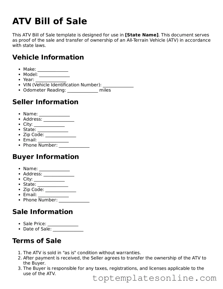 Attorney-Approved ATV Bill of Sale Form