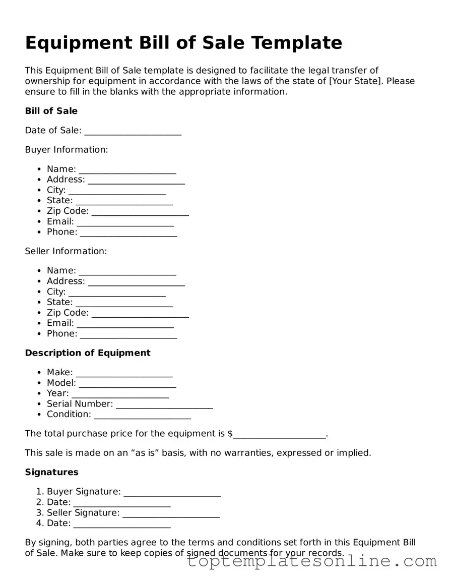 Attorney-Approved Equipment Bill of Sale Form