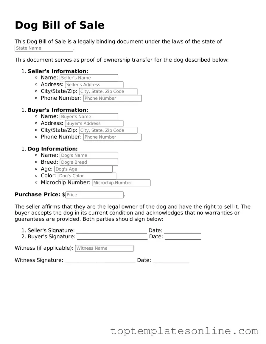 Attorney-Approved Dog Bill of Sale Form