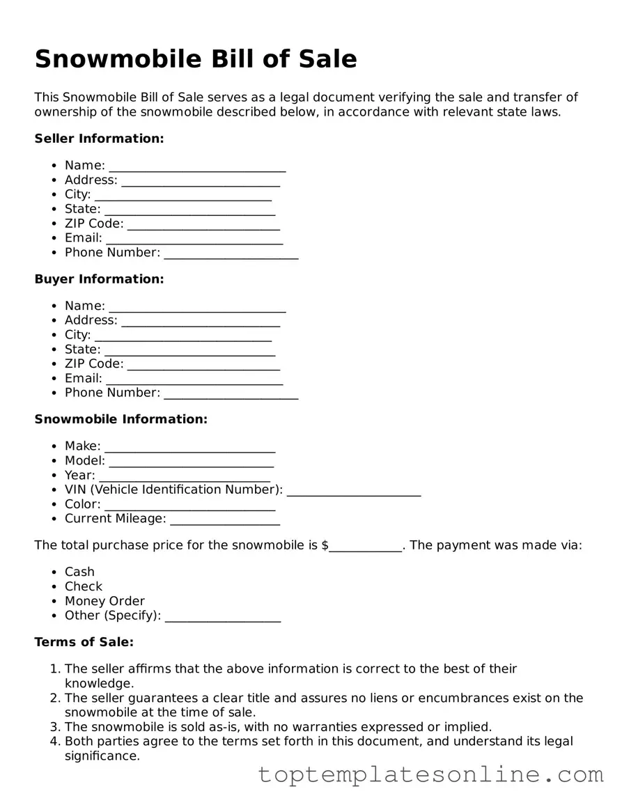 Attorney-Approved Snowmobile Bill of Sale Form