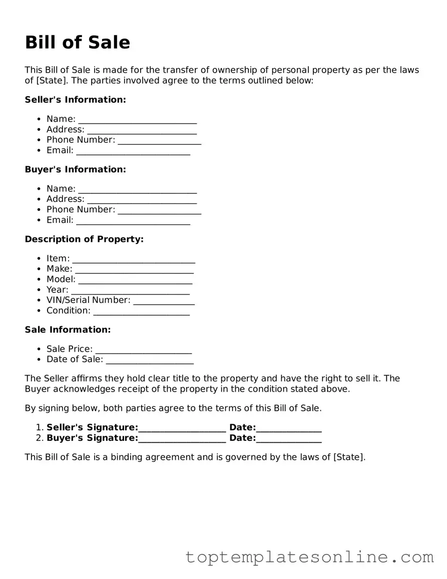 Attorney-Approved Bill of Sale Form