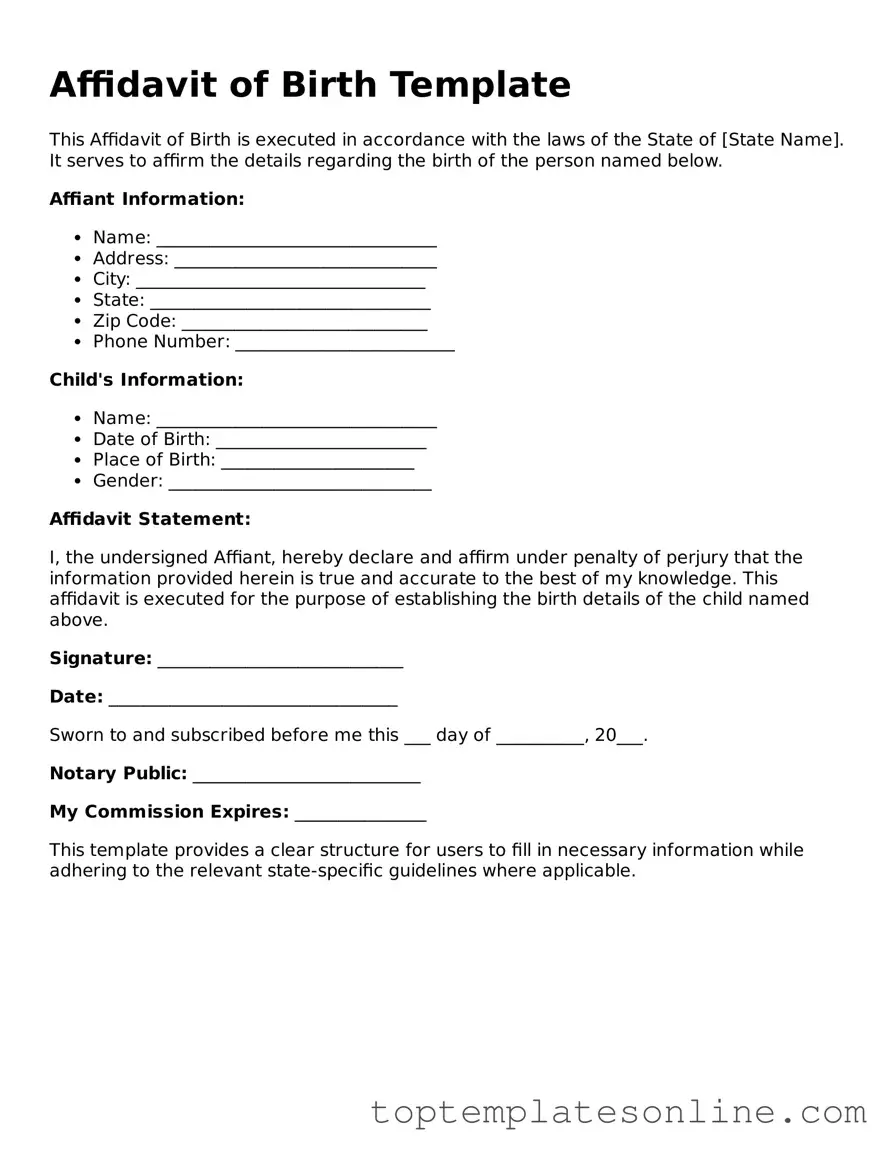 Attorney-Approved Affidavit of Birth Form