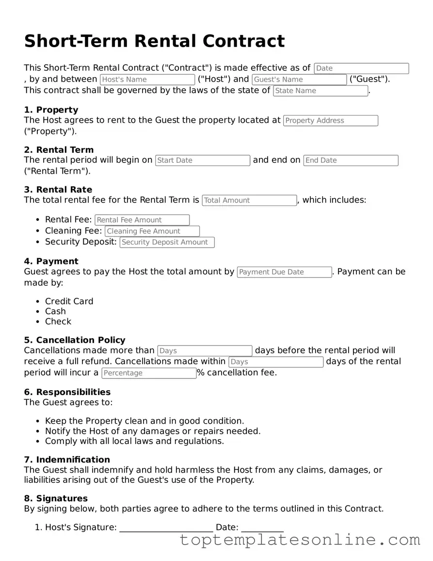 Attorney-Approved Short-Term Rental Contract Form