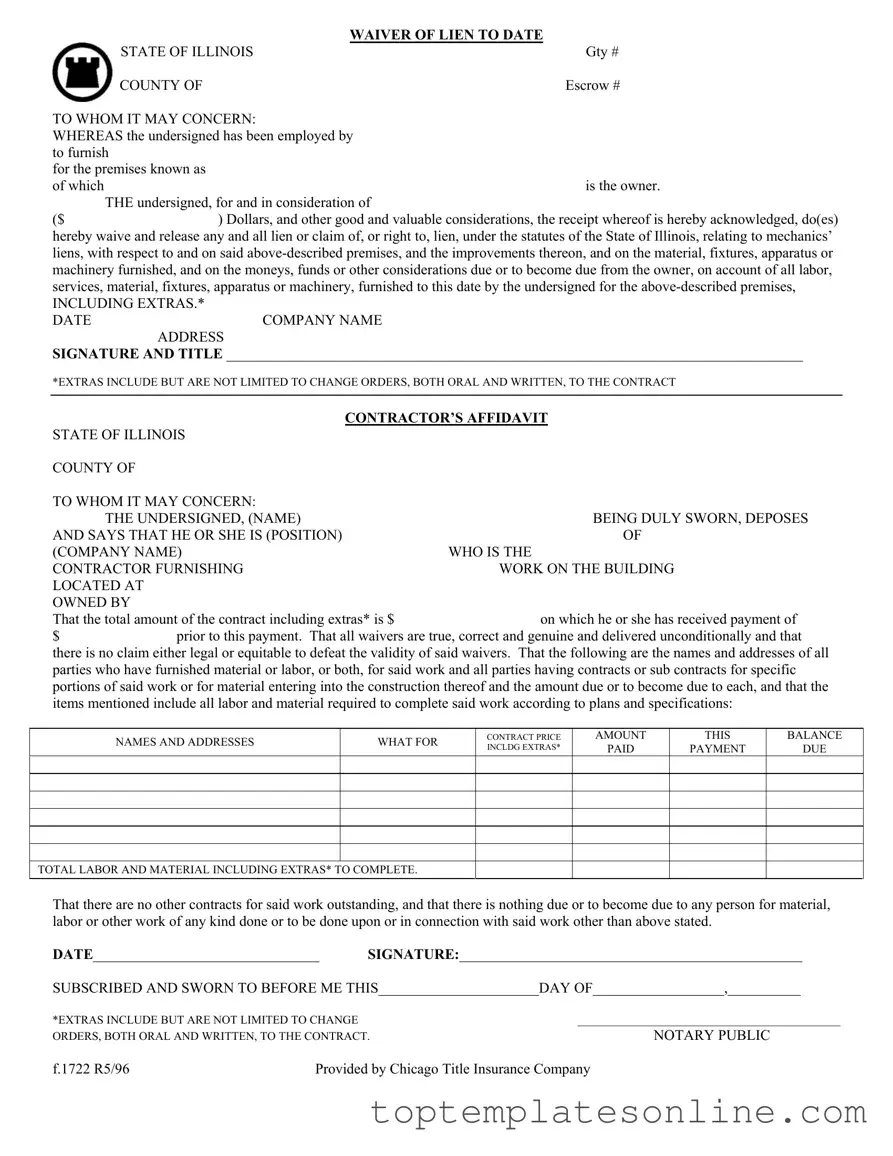 Fillable Chicago Title Waiver Format Form