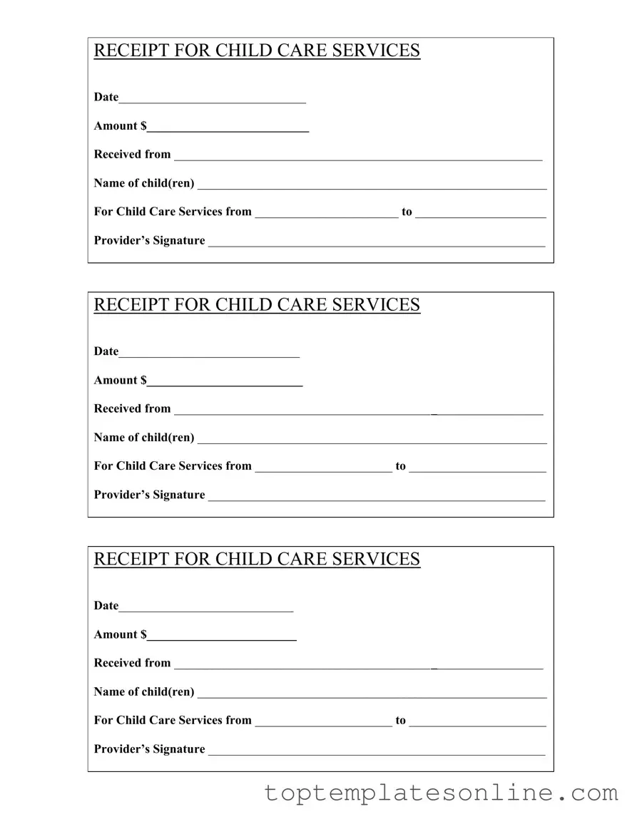 Fillable Childcare Receipt Form