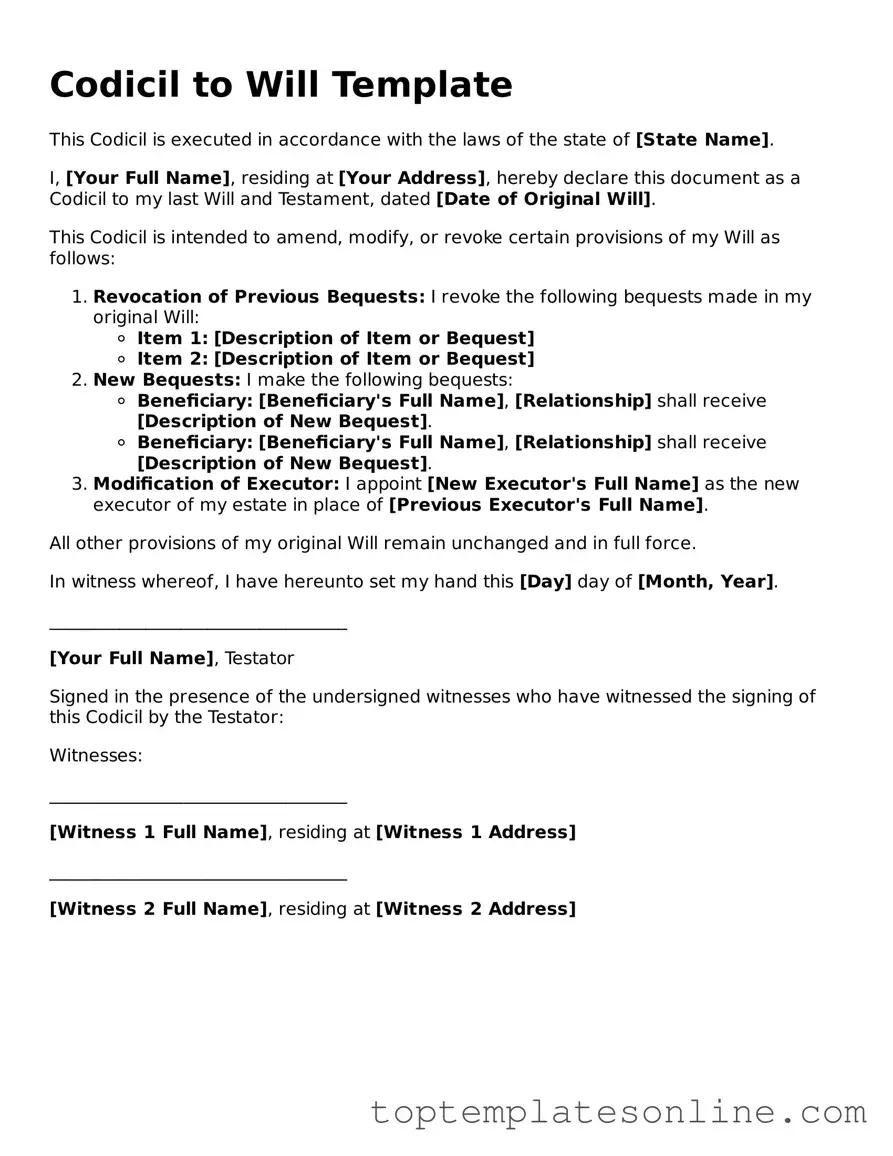 Attorney-Approved Codicil to Will Form