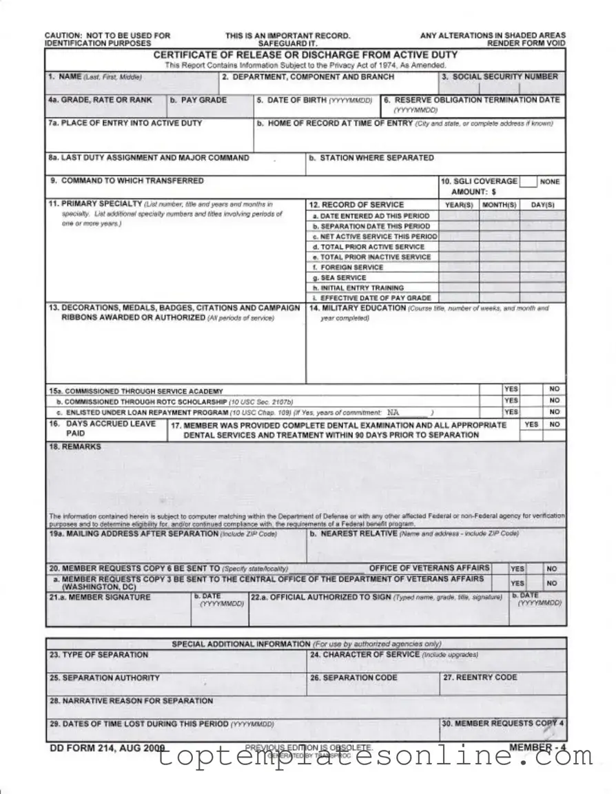 Fillable Dd 214 Form