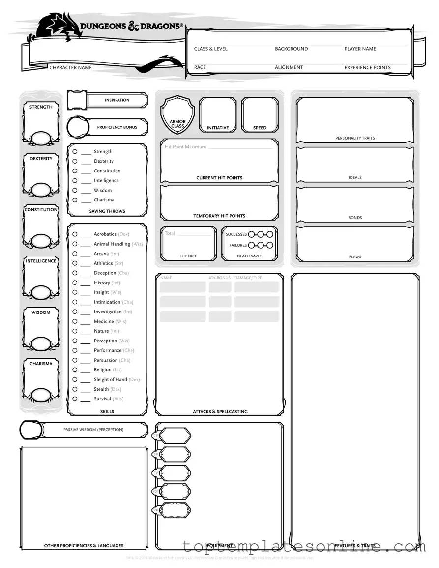 Fillable Dnd Character Sheet Form