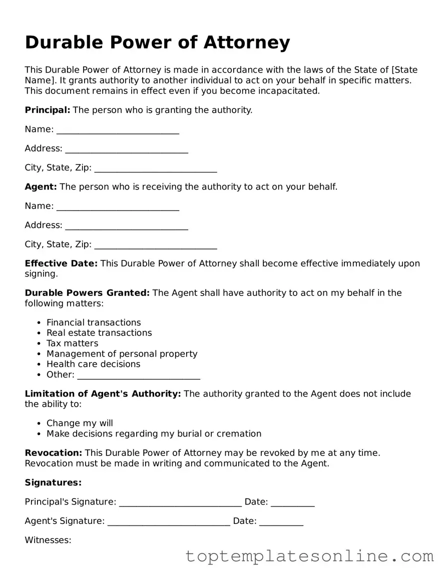 Attorney-Approved Durable Power of Attorney Form