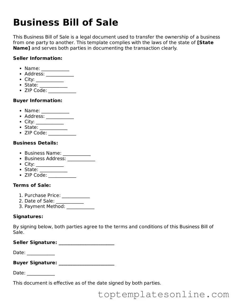 Attorney-Approved Business Bill of Sale Form