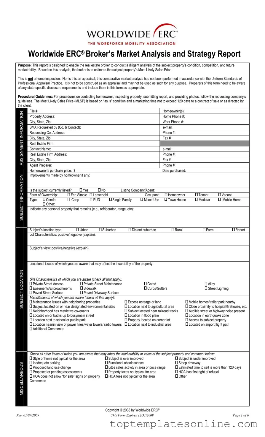 Fillable Erc Broker Market Analysis Form