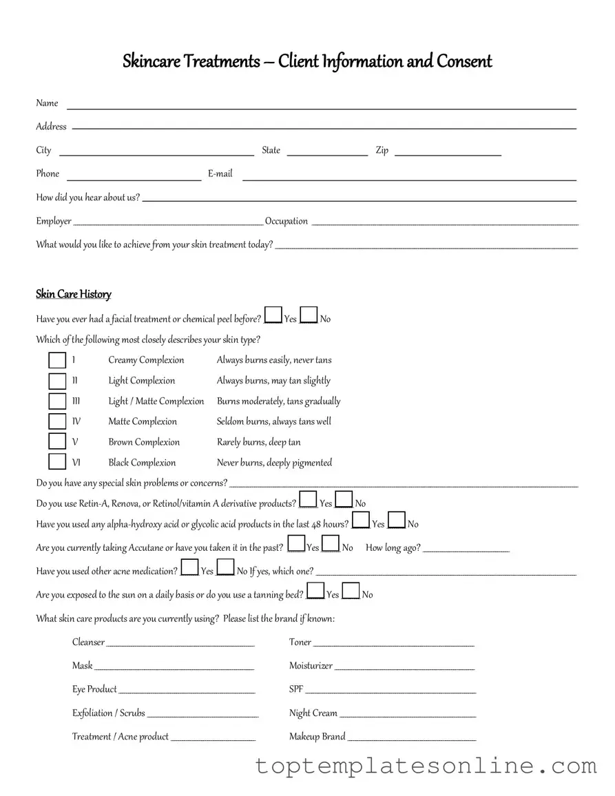 Fillable Facial Consent Form