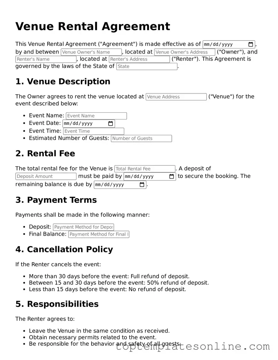 Attorney-Approved Venue Rental Agreement Form