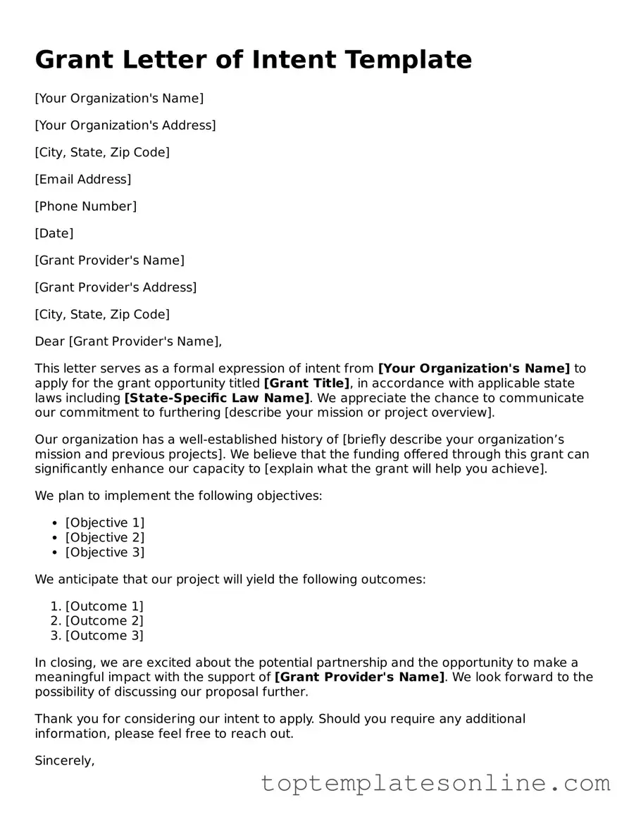 Attorney-Approved Grant Letter of Intent Form