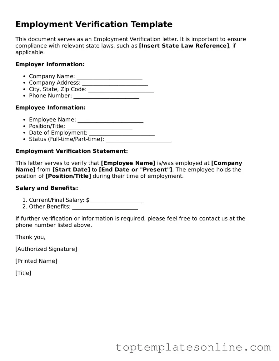 Attorney-Approved Employment Verification Form