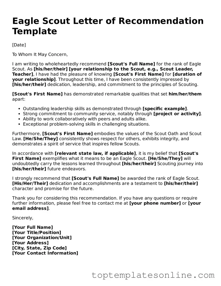 Attorney-Approved Eagle Scout Letter of Recommendation Form