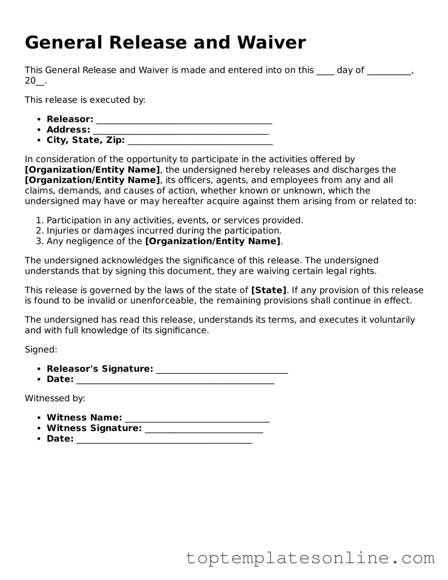 Attorney-Approved General Release and Waiver Form