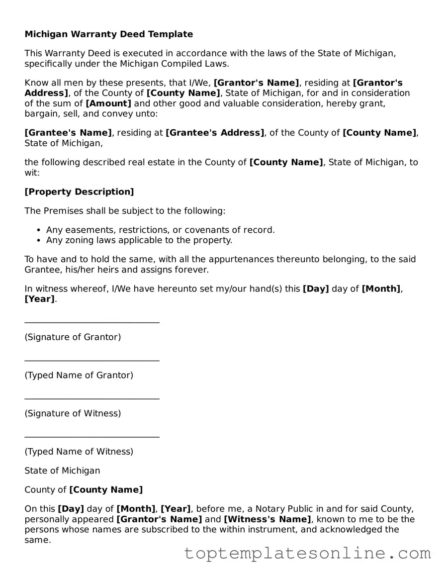 Blank Deed Template for Michigan State