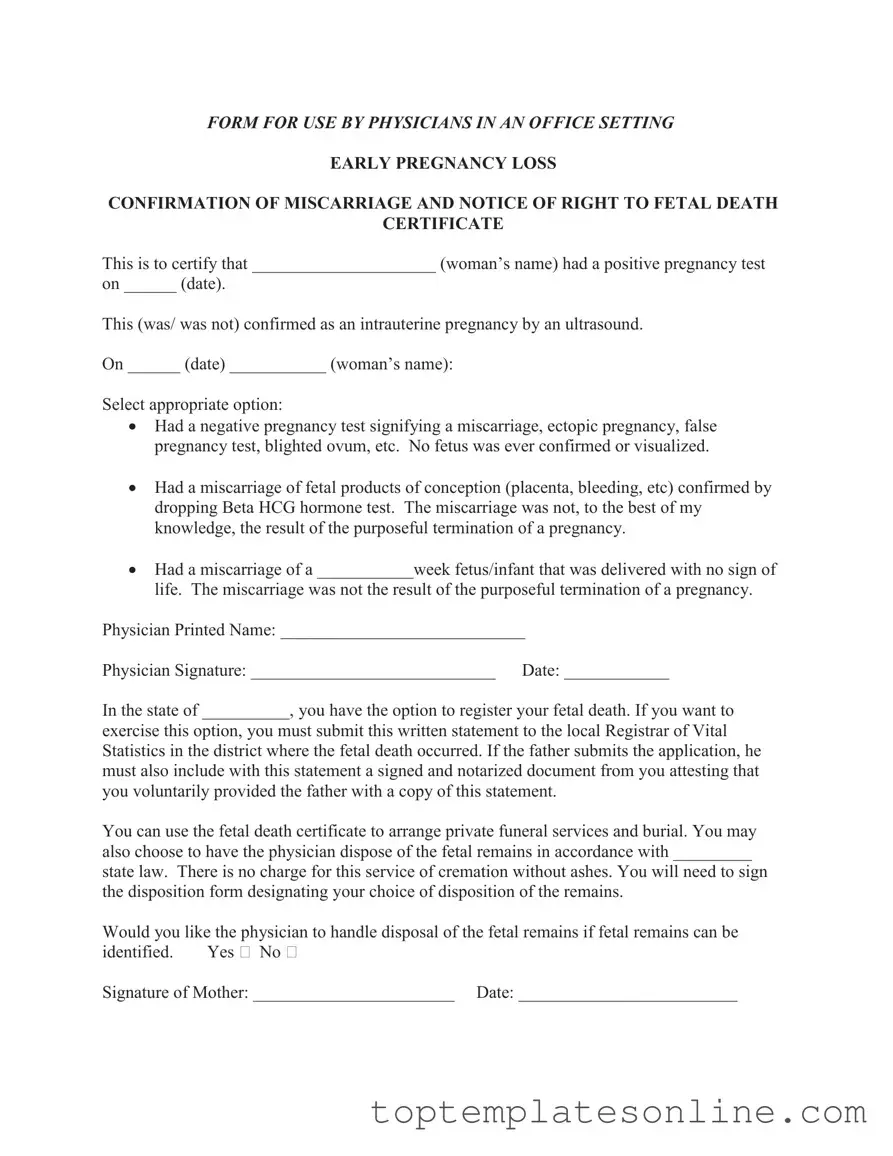 Fillable Miscarriage Discharge Paper Form