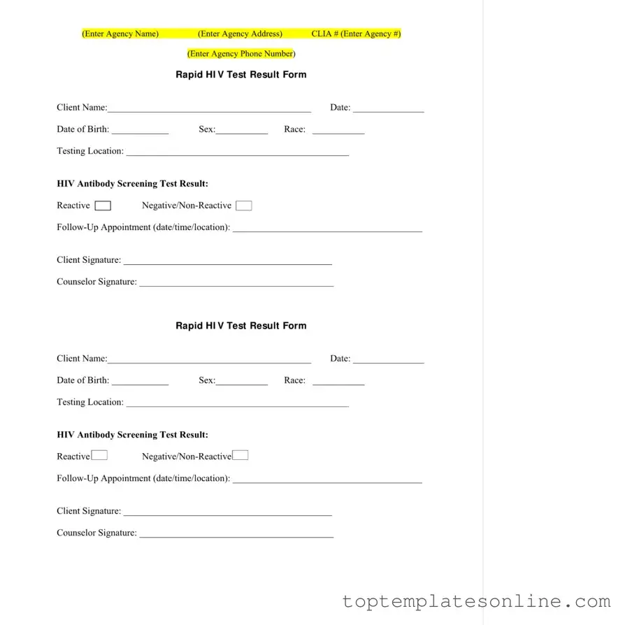 Fillable Negative Hiv Test Form