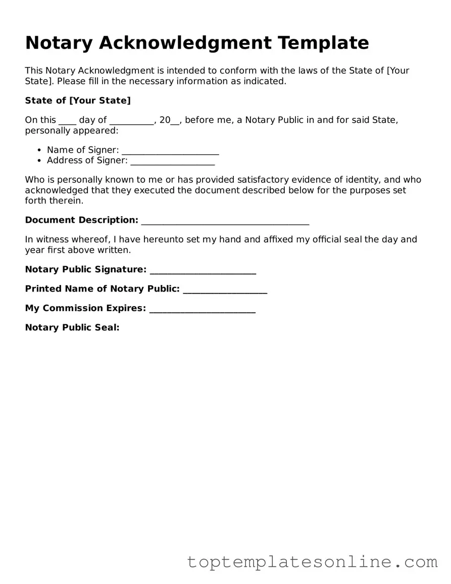 Attorney-Approved Notary Acknowledgement Form
