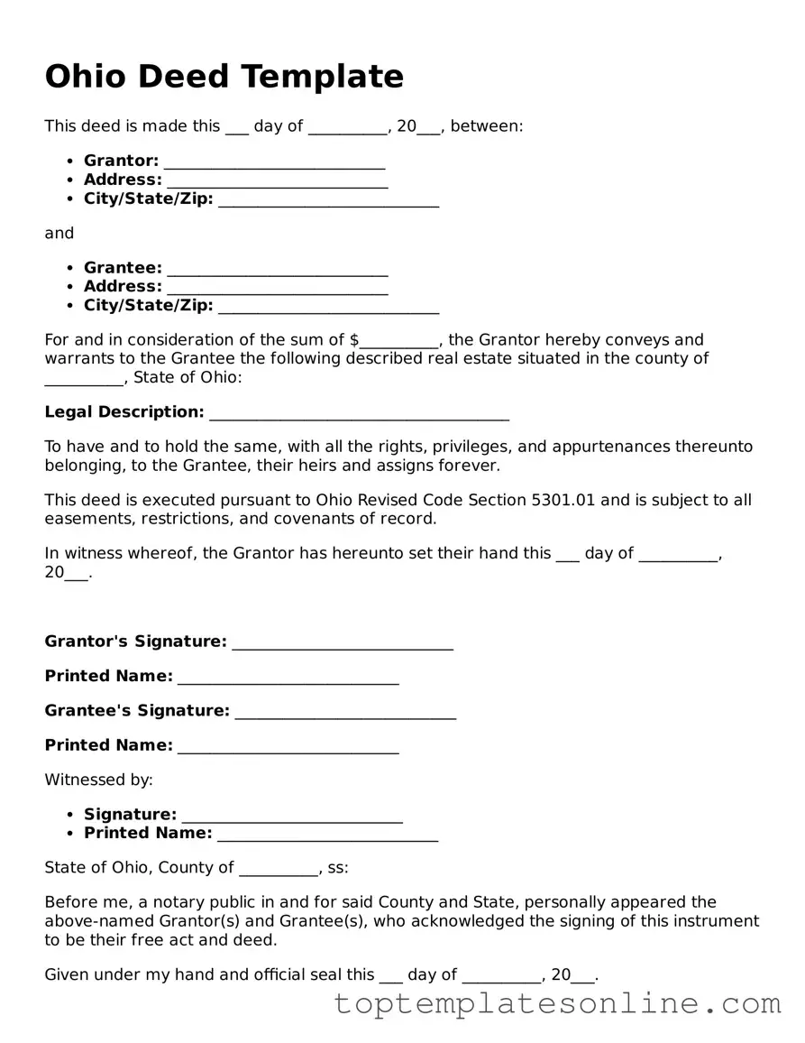 Blank Deed Template for Ohio State