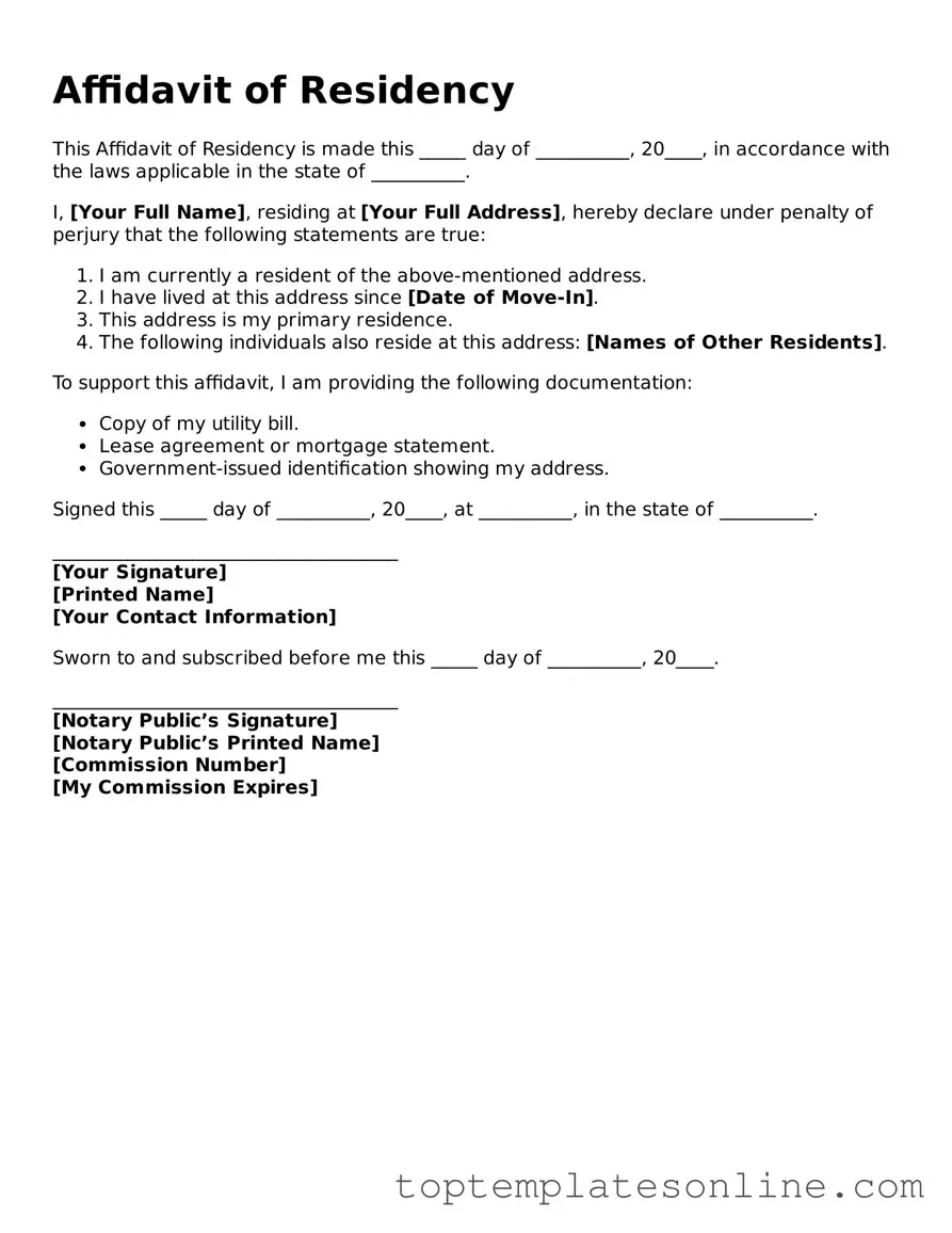 Attorney-Approved Affidavit of Residency Form