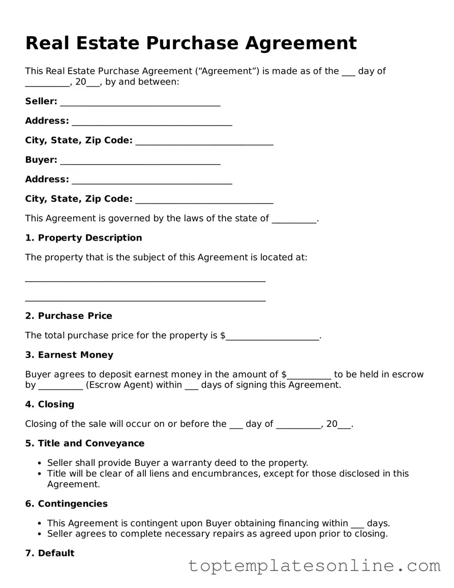 Attorney-Approved Real Estate Purchase Agreement Form