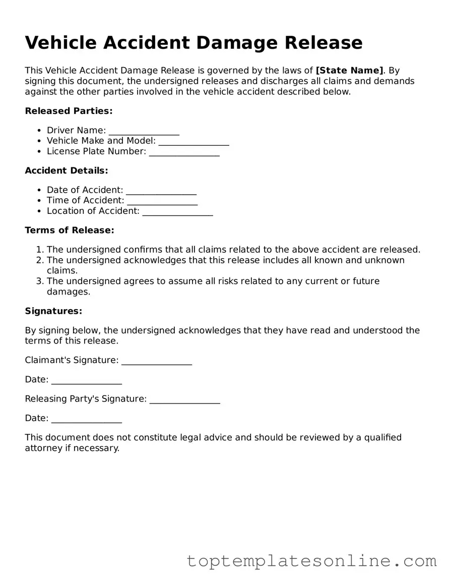 Attorney-Approved Vehicle Accident Damage Release Form