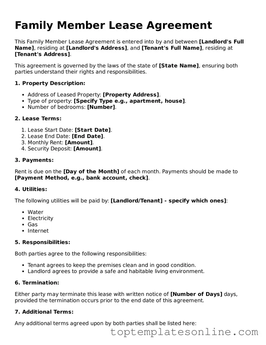 Attorney-Approved Family Member Lease Agreement Form