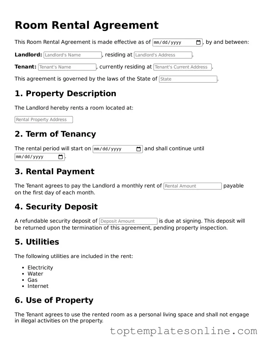 Attorney-Approved Room Rental Agreement Form