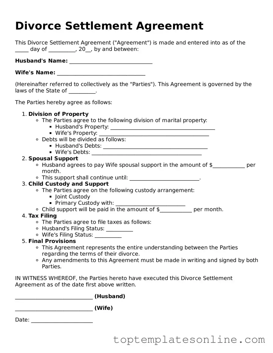Attorney-Approved Divorce Settlement Agreement Form