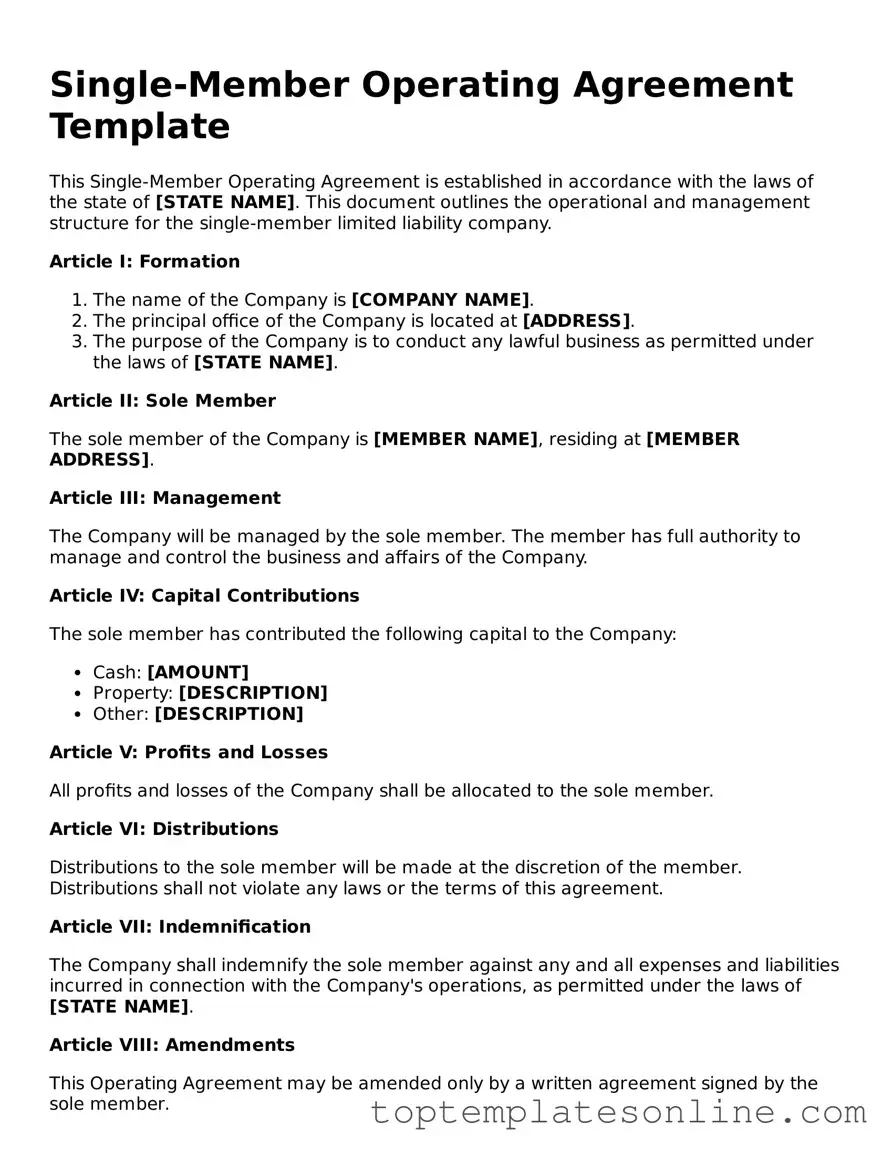 Attorney-Approved Single-Member Operating Agreement Form