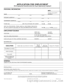 Fillable Employment Application Pdf Form