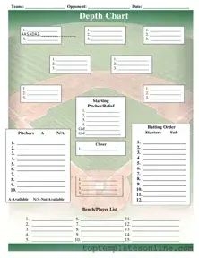 Fillable Baseball Field Lineup Form