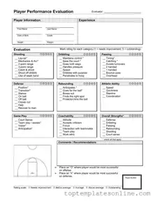Fillable Basketball Evaluation Form