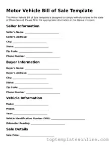 Attorney-Approved Motor Vehicle Bill of Sale Form