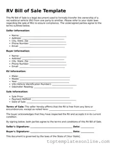 Attorney-Approved RV Bill of Sale Form