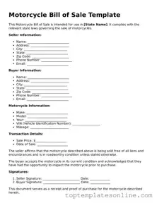 Attorney-Approved Motorcycle Bill of Sale Form