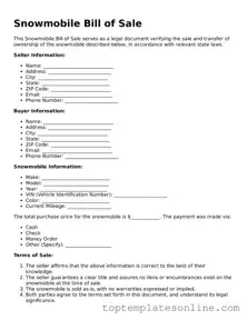 Attorney-Approved Snowmobile Bill of Sale Form
