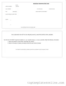 Fillable Auto Insurance Card Form