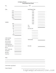 Fillable Cash Drawer Count Sheet Form