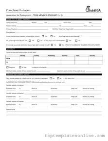 Fillable Chick Fil A Job Application Form